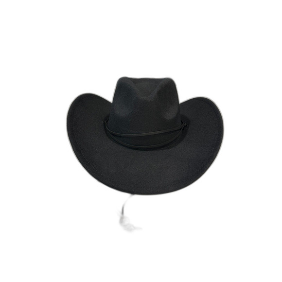 NWOT Western Style Black Felt Hat Adjustable Side Under Chin Strap - Picture 6 of 6